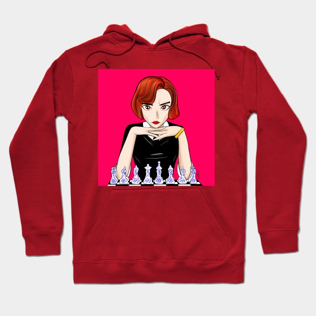 beth harmon the queens gambit in talavera mexican chess Hoodie by jorge_lebeau